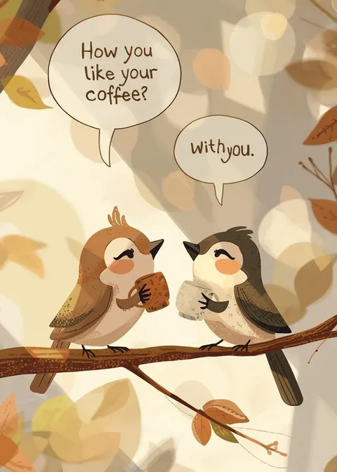 Valentine's Day card: Coffee birds