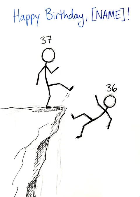 Birthday card: Stick-man's birthday