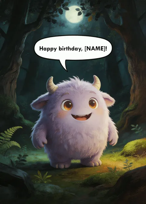 Birthday card: Happy birthday monster