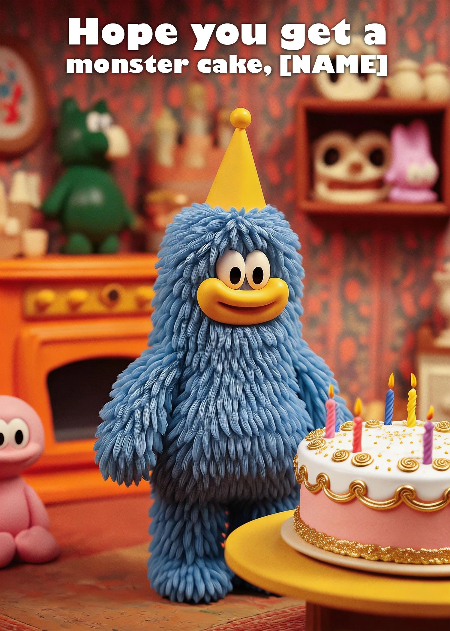 Birthday card: Moster cake