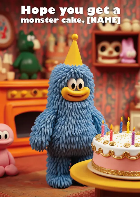 Birthday card: Moster cake