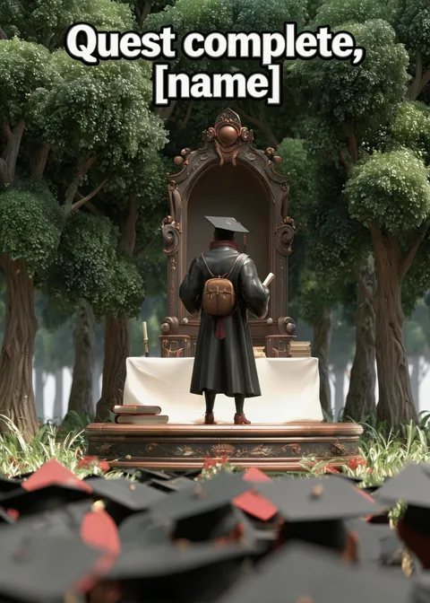 Graduation card: Quest Complete 1