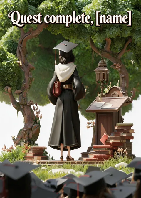 Graduation card: Quest Complete 2
