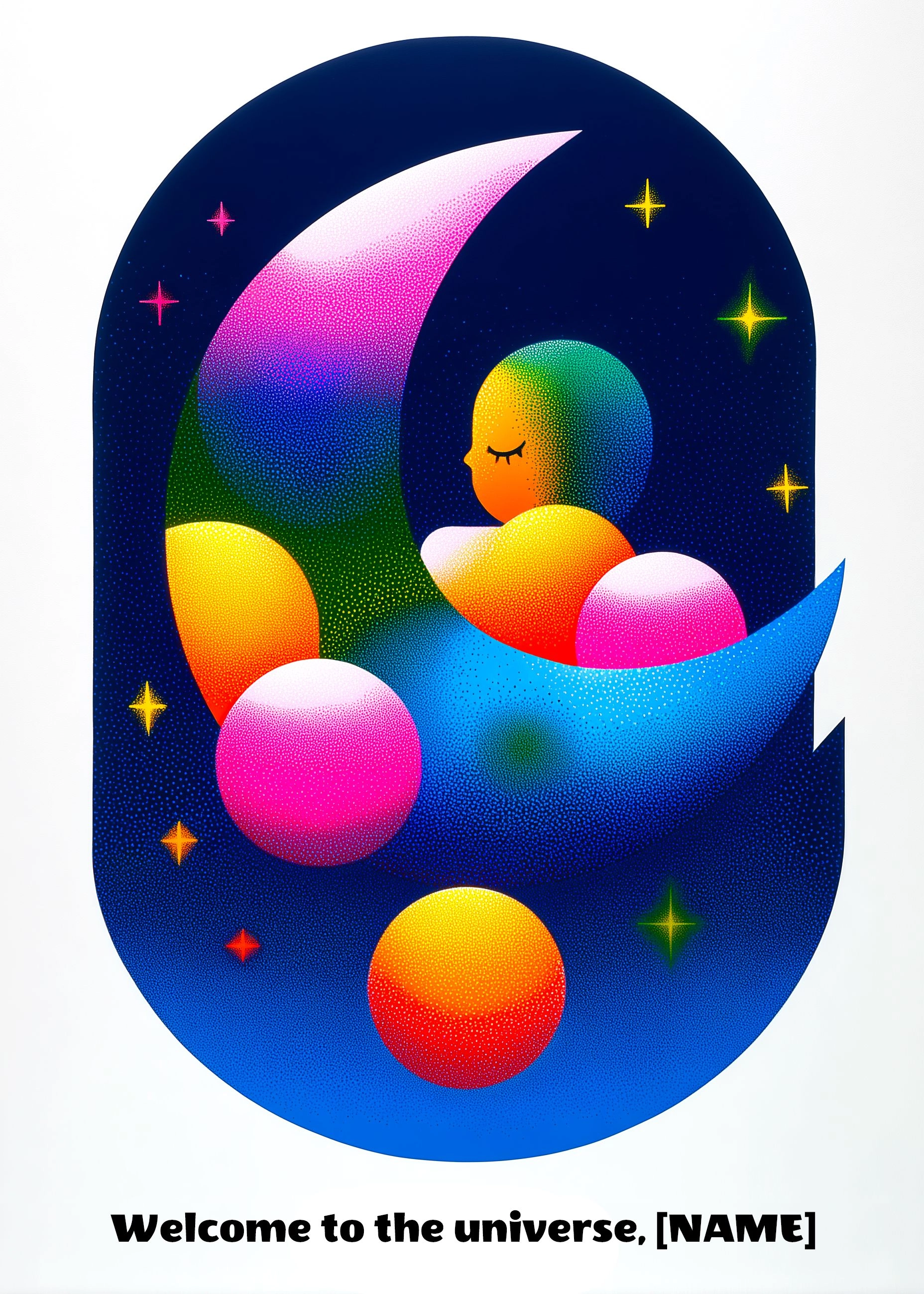 New baby card: Welcome to the universe